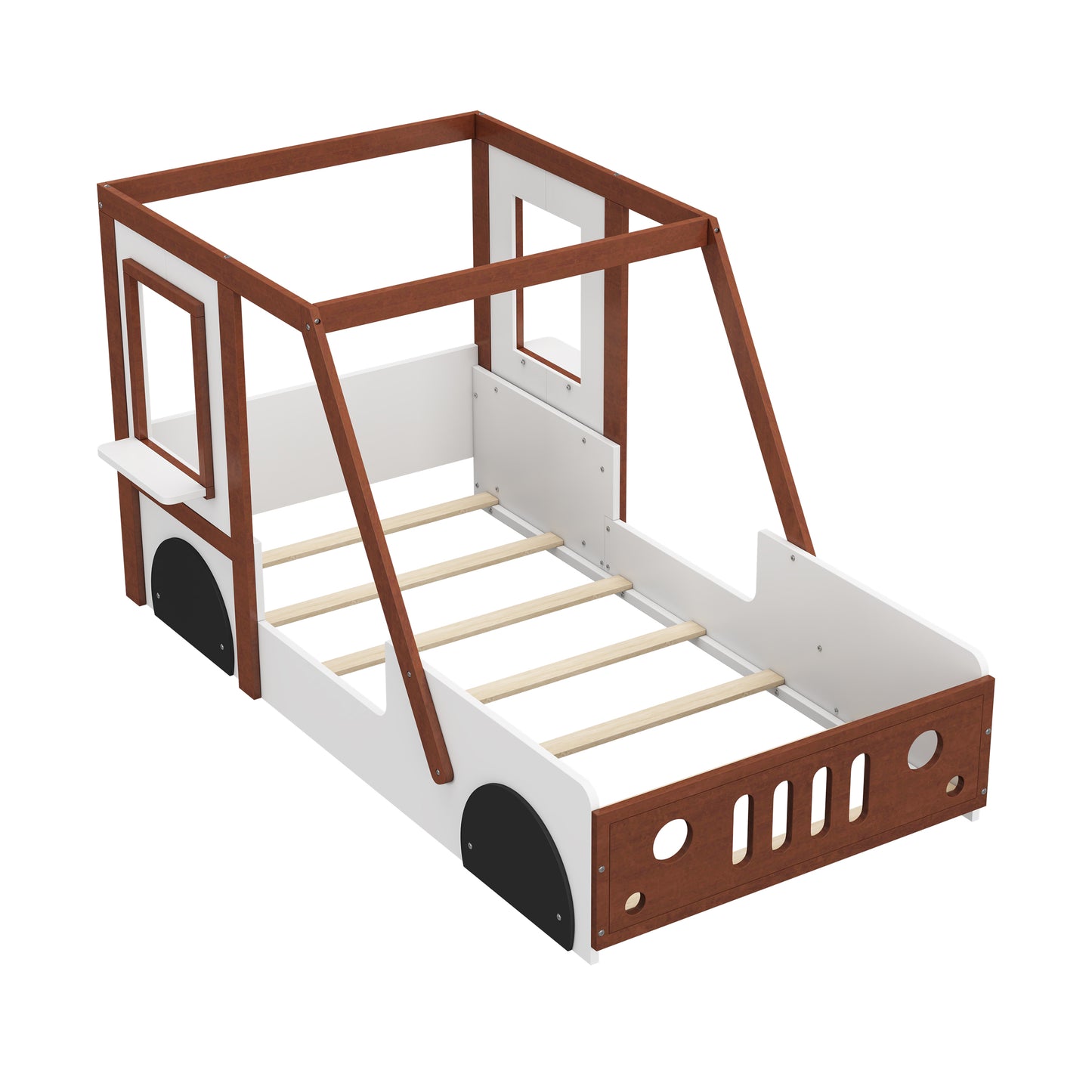 Play Design Twin Size Car Bed, Kids Platform Bed In Car-Shaped For