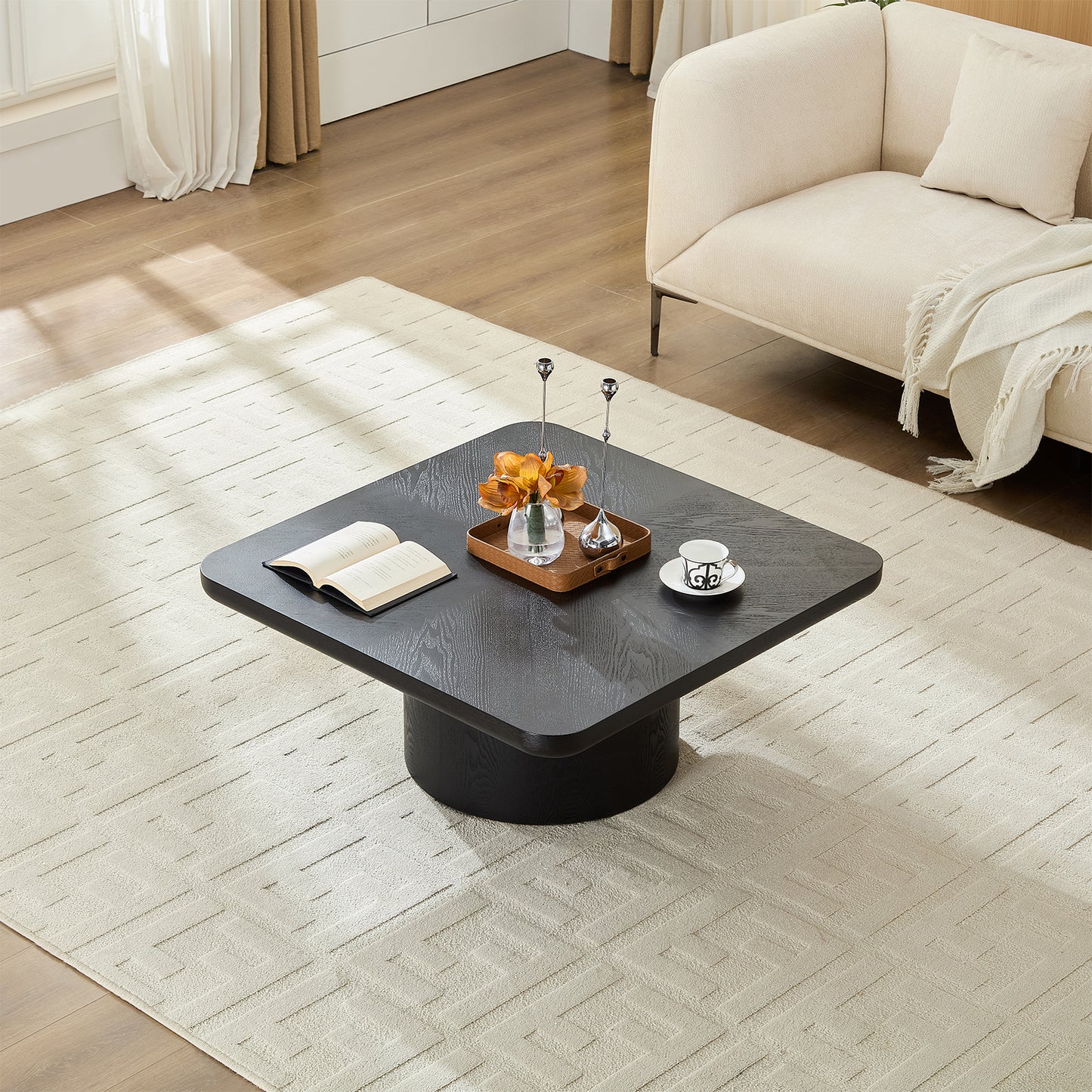 Square Coffee Table, Modern Design For Living Room Use,No Assembly