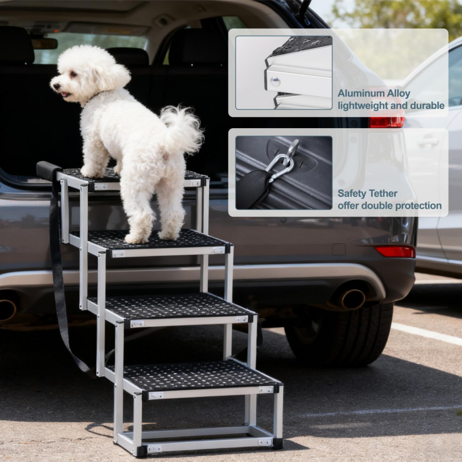 Foldable Dog Ramp for Cars SUV Truck Large Dogs Non-Slip Lightweight Supports 250lbs