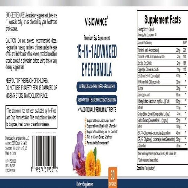 CJ Visiovance Vision Support Capsules - 30 Count