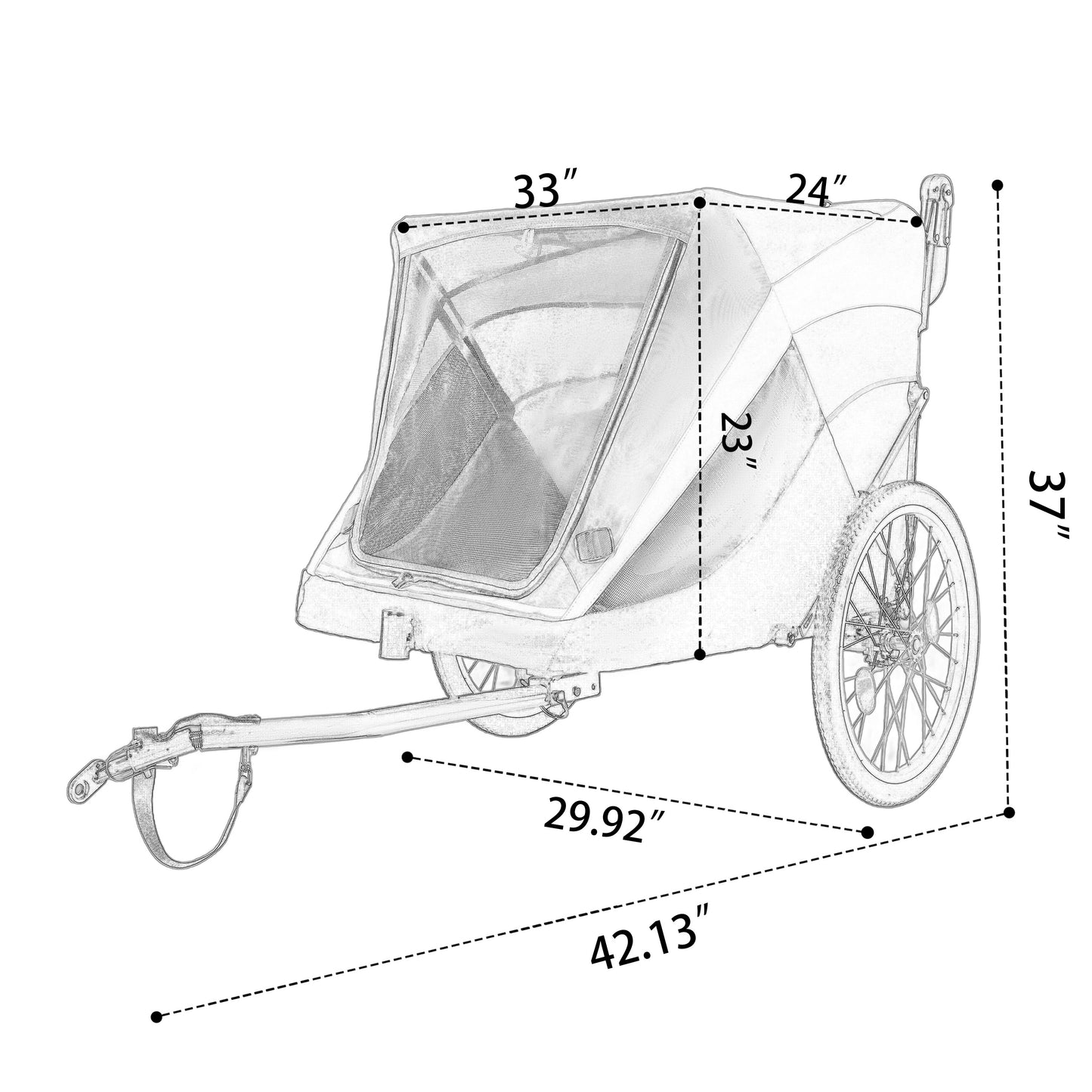 2-in-1 Pet Bike Trailer & Push Cart with Detachable Hitch - Holds Up to 100 lbs
