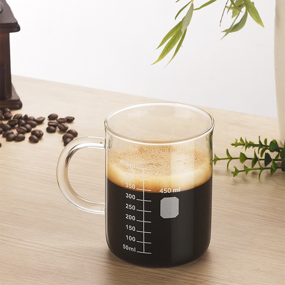 High Borosilicate Glass Coffee Cup with Scale - 1 PCS