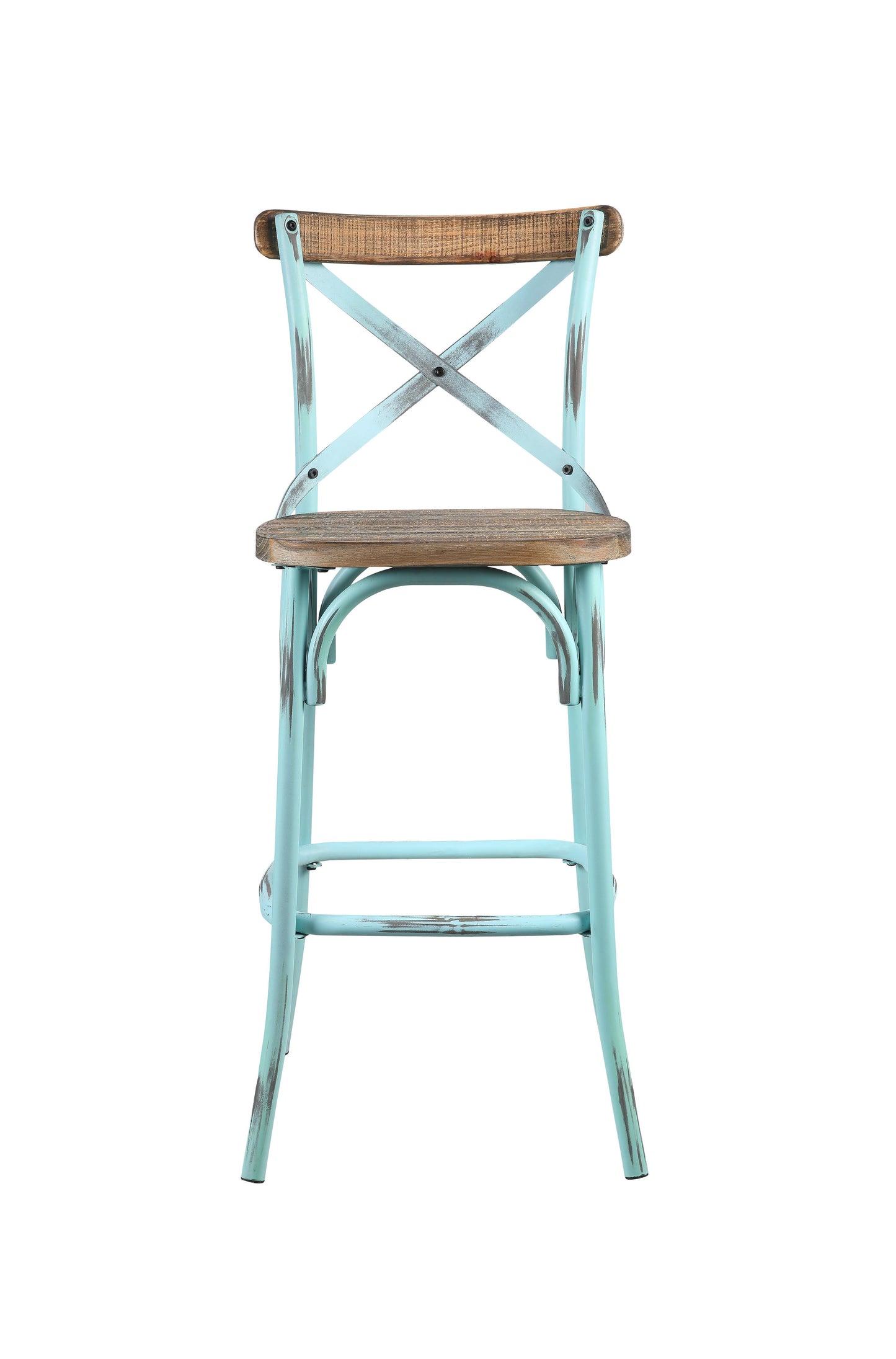 Antique Turquoise & Oak Finish Bar Chair - Zaire Design