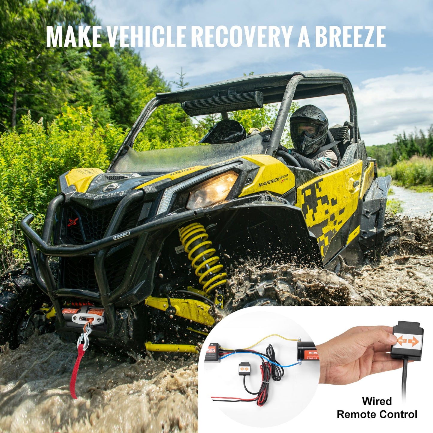 3500Lb Waterproof Electric Winch for ATV UTV Off-Road Recovery with Synthetic Rope