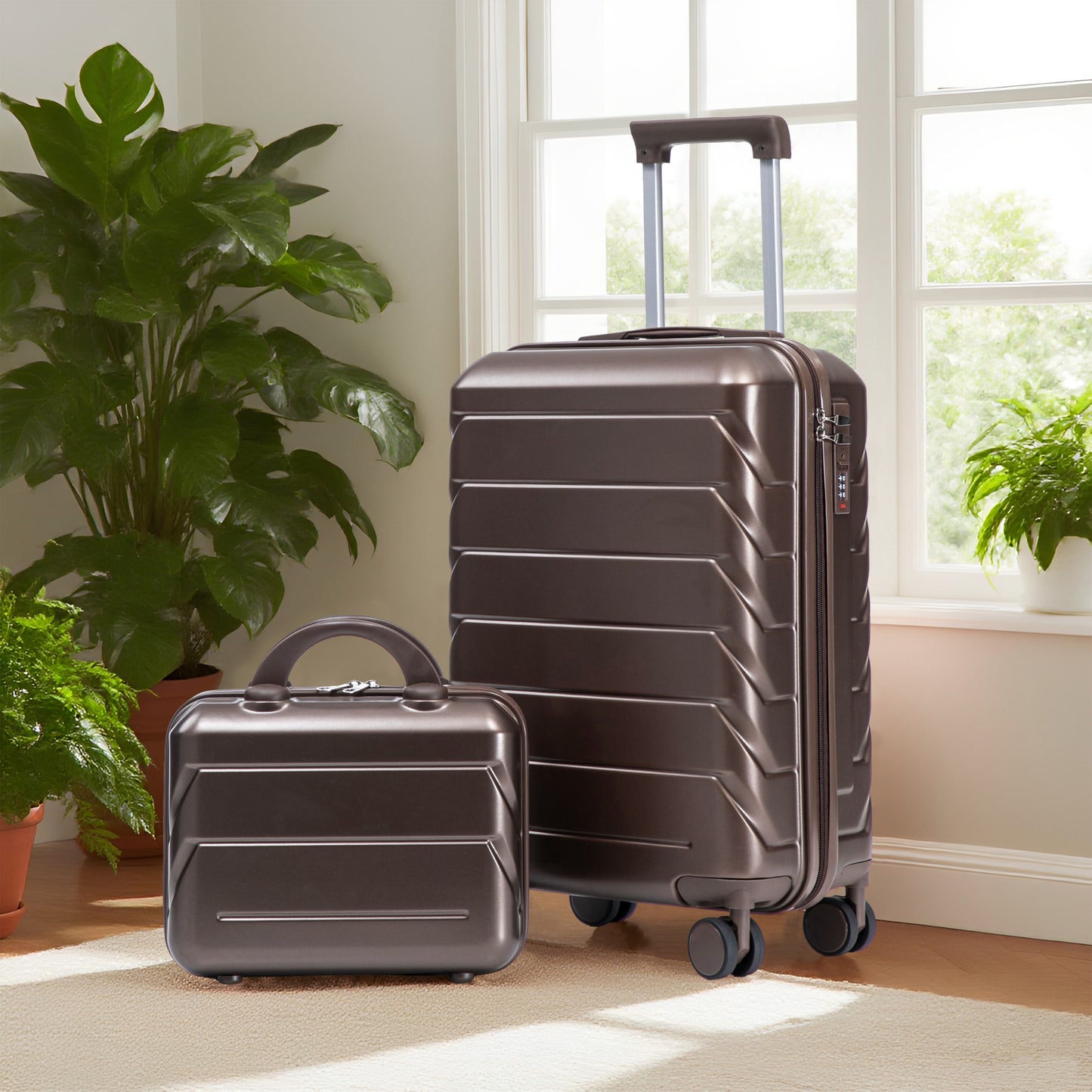 14 20 2 Pcs Set In ABS Spinner Wheel Luggage, With Combination
