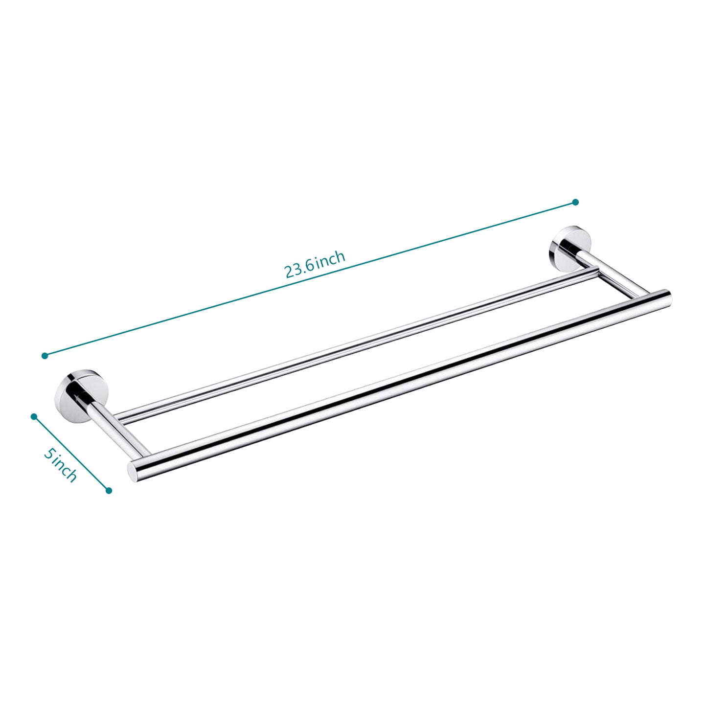23.6-Inch Wall Mounted Towel Bar - Chrome Stainless Steel