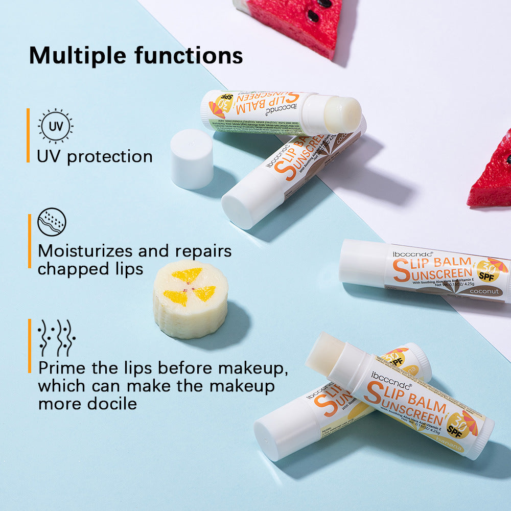Moisturizing Lip Balm Set - Water, Coconut, Banana Flavors, Hydrating Lip Care