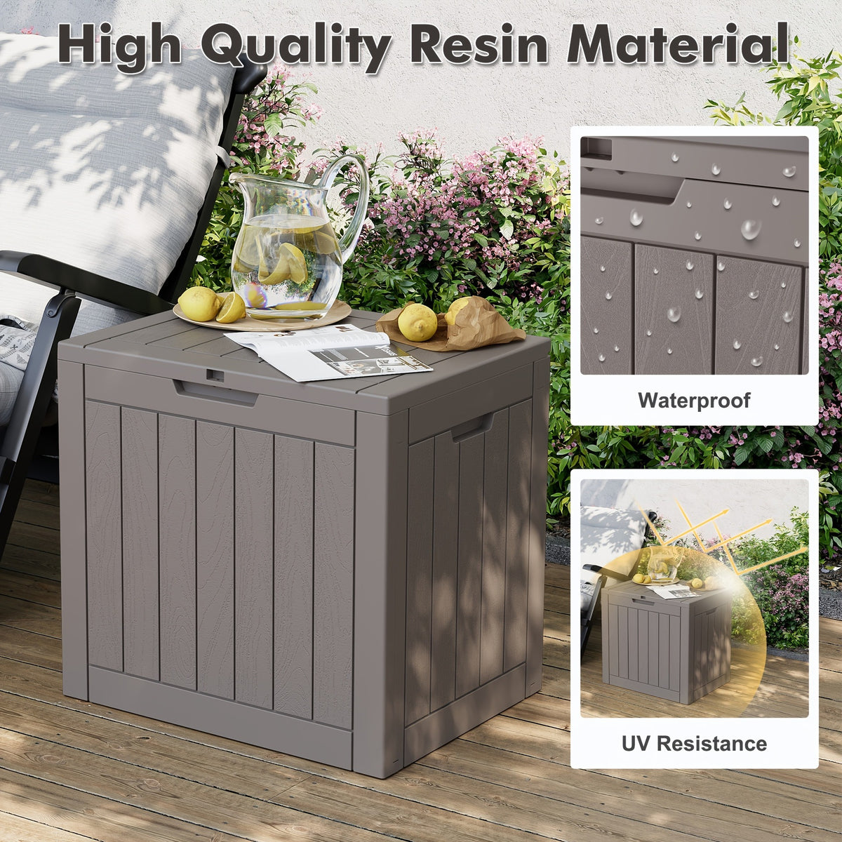 35 Gallon Outdoor Waterproof Storage Box with Lock Hole for Garden & Patio