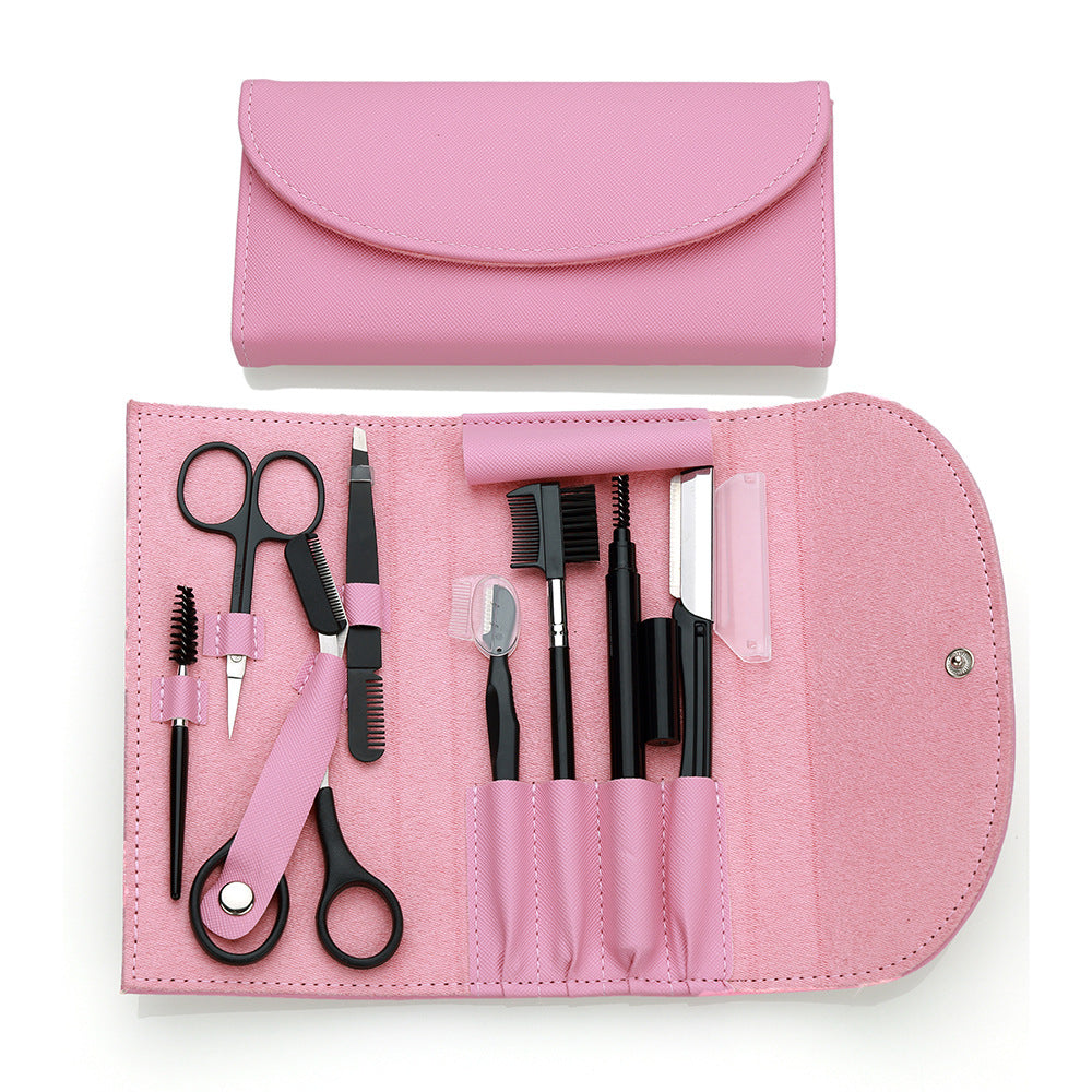 8-Piece Eyebrow Grooming Kit with Scraper and Clips - Multiple Colors