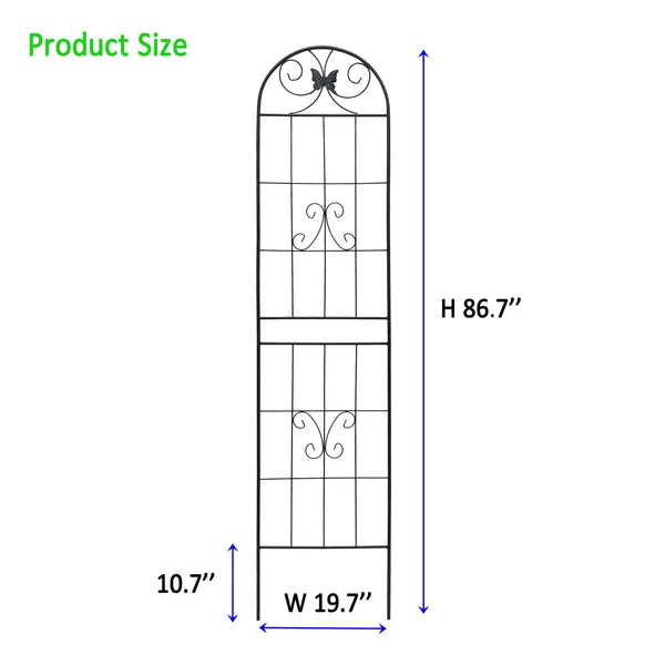 Metal Garden Trellis - 4 Pack, 86.7" Rustproof Support for Climbing Plants - Black