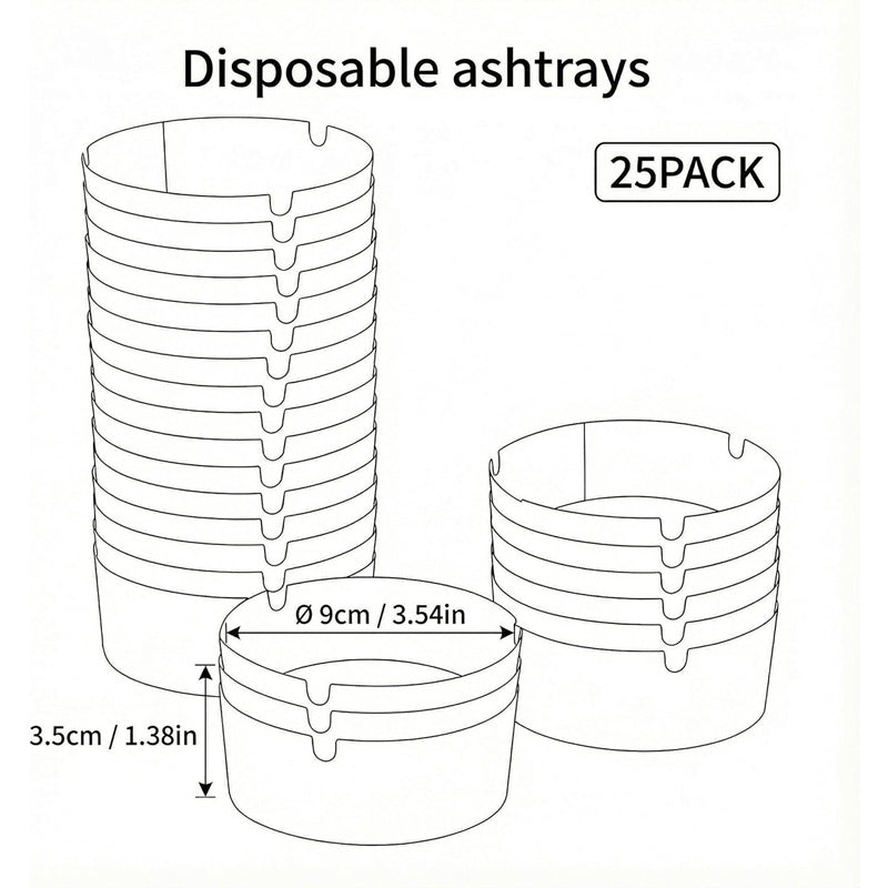 25pcs Disposable Ashtrays with Water Foaming Sand Base