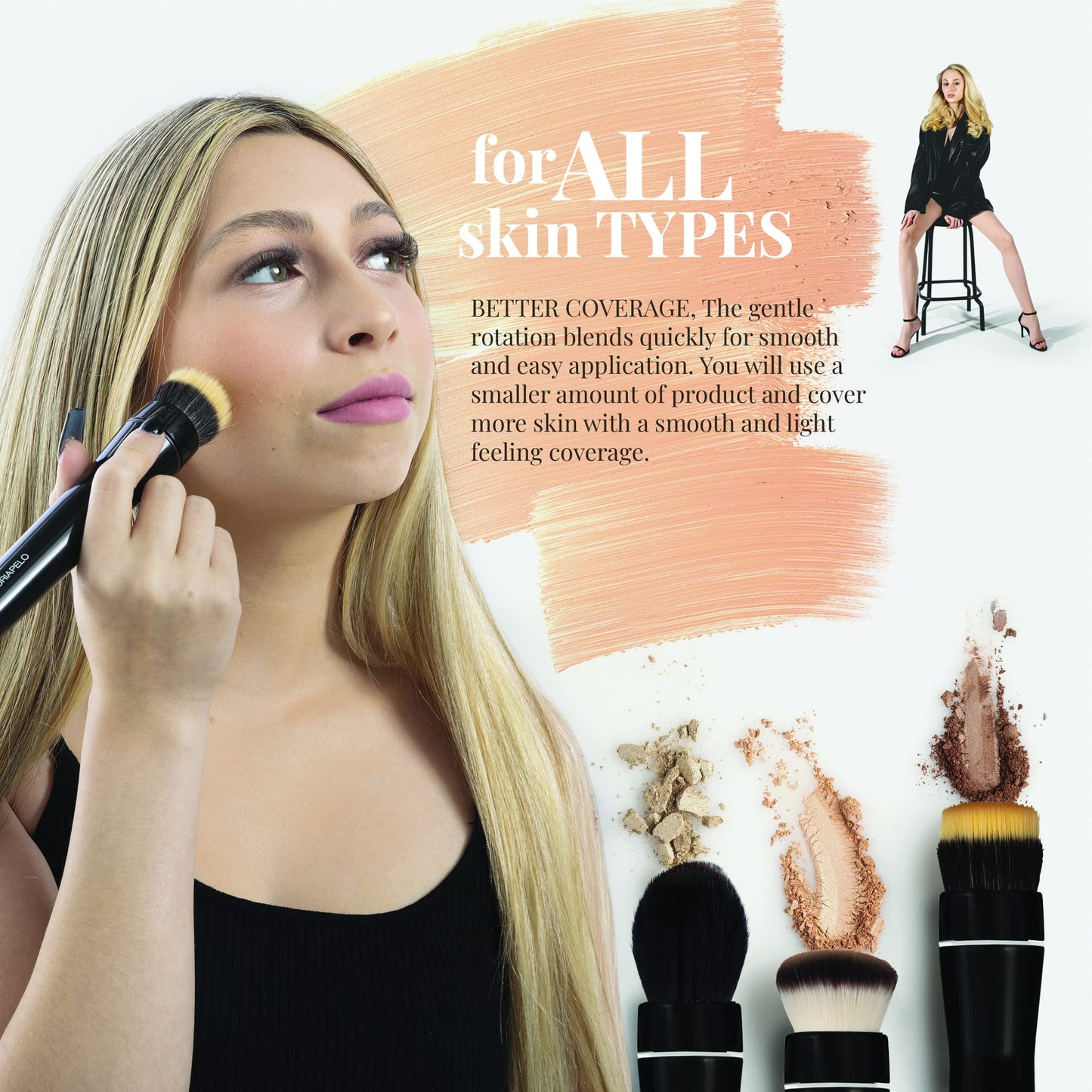 Electric Makeup Brush for Foundation and Powder - Rechargeable Portable