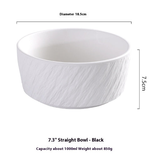 Ceramic Straight Body Rice Noodle Bowl Nordic Style Kitchen Storage Set