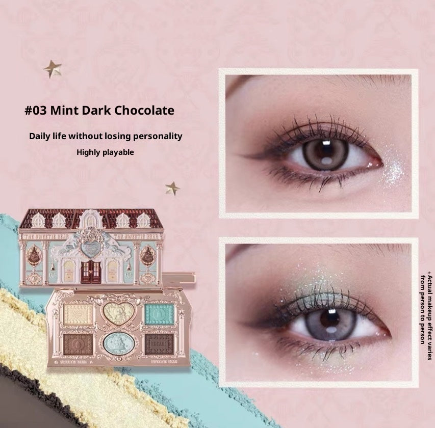Sweetheart Bear Eyeshadow Palette Matte & Shimmer 6 Colors Easy to Use - Girly Makeup