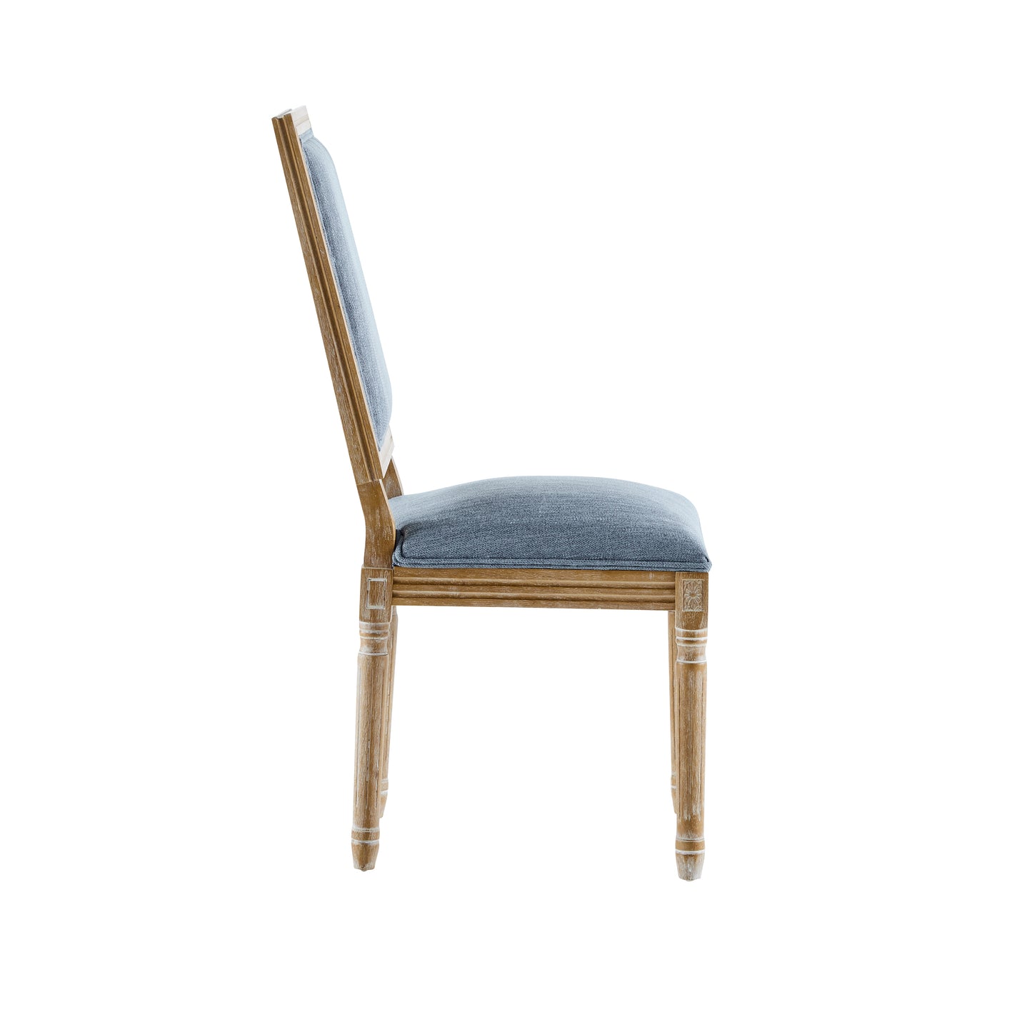 Set of 6 French Country Dining Chairs - Slate Blue Upholstered Seat