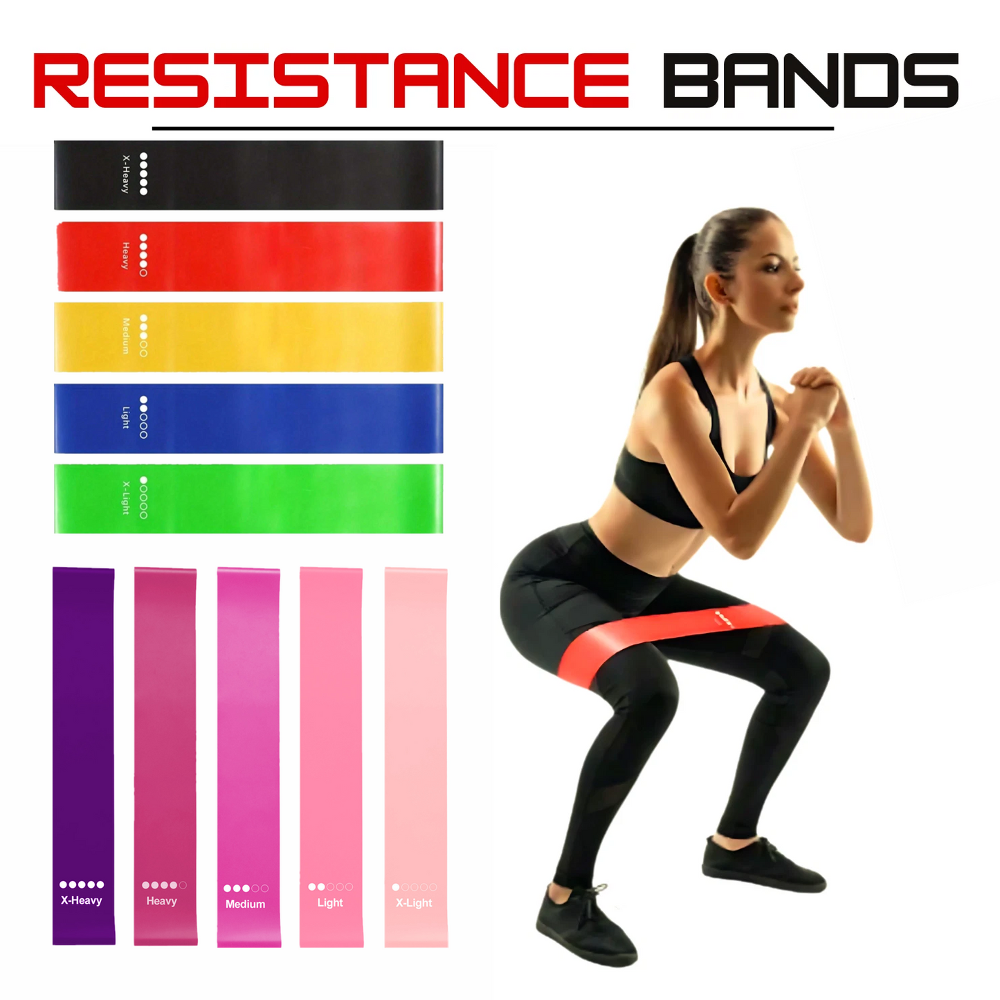 Loop Resistance Bands Set - 10 Pack for Strength Training & Fitness