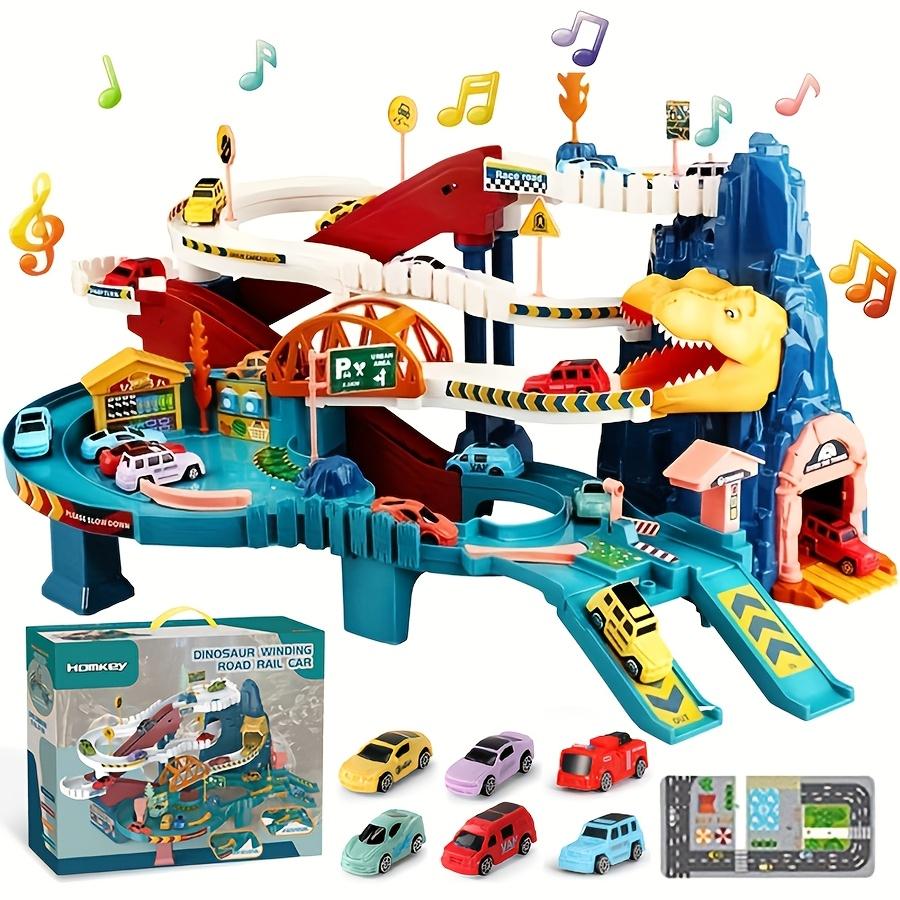 Dinosaur Mountain Adventure Race Track Toy Set with Mini Cars & Assembly Tool