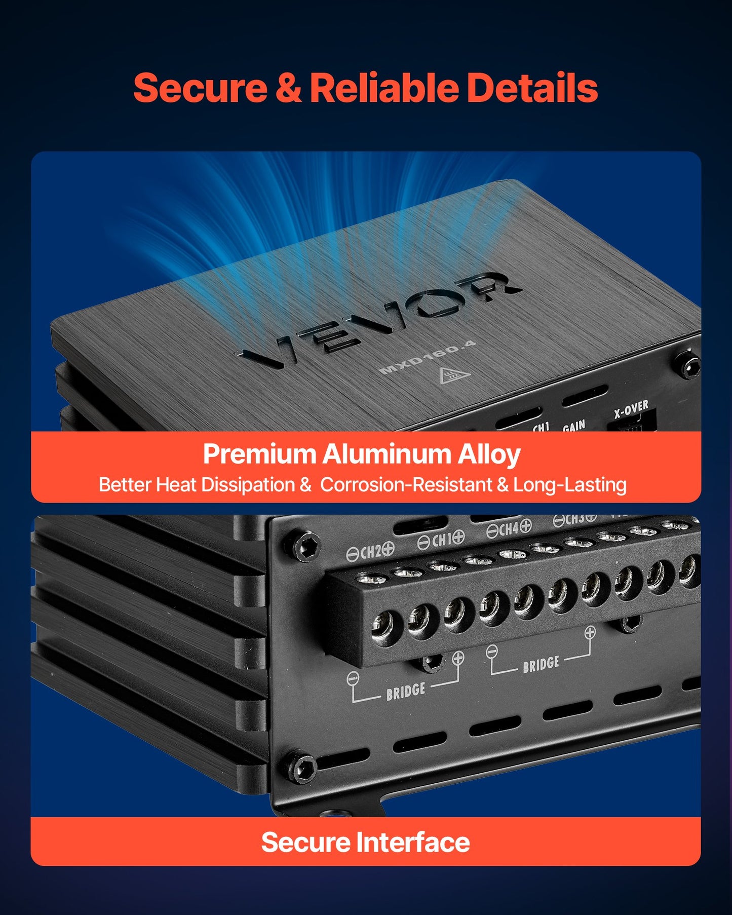 4 Channel Car Audio Amplifier 2 Ohm Stable Full Range Amp Max Power 110W-160W