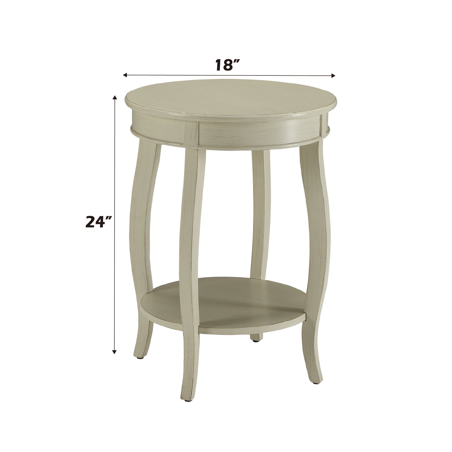 Antique White Accent Table with Open Storage Shelf