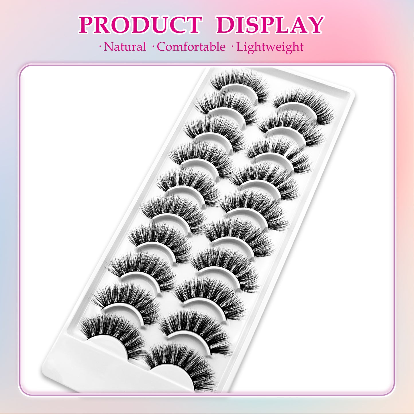 3D Premium Faux Mink False Eyelashes - Voluminous Cluster Style, 10 Pairs