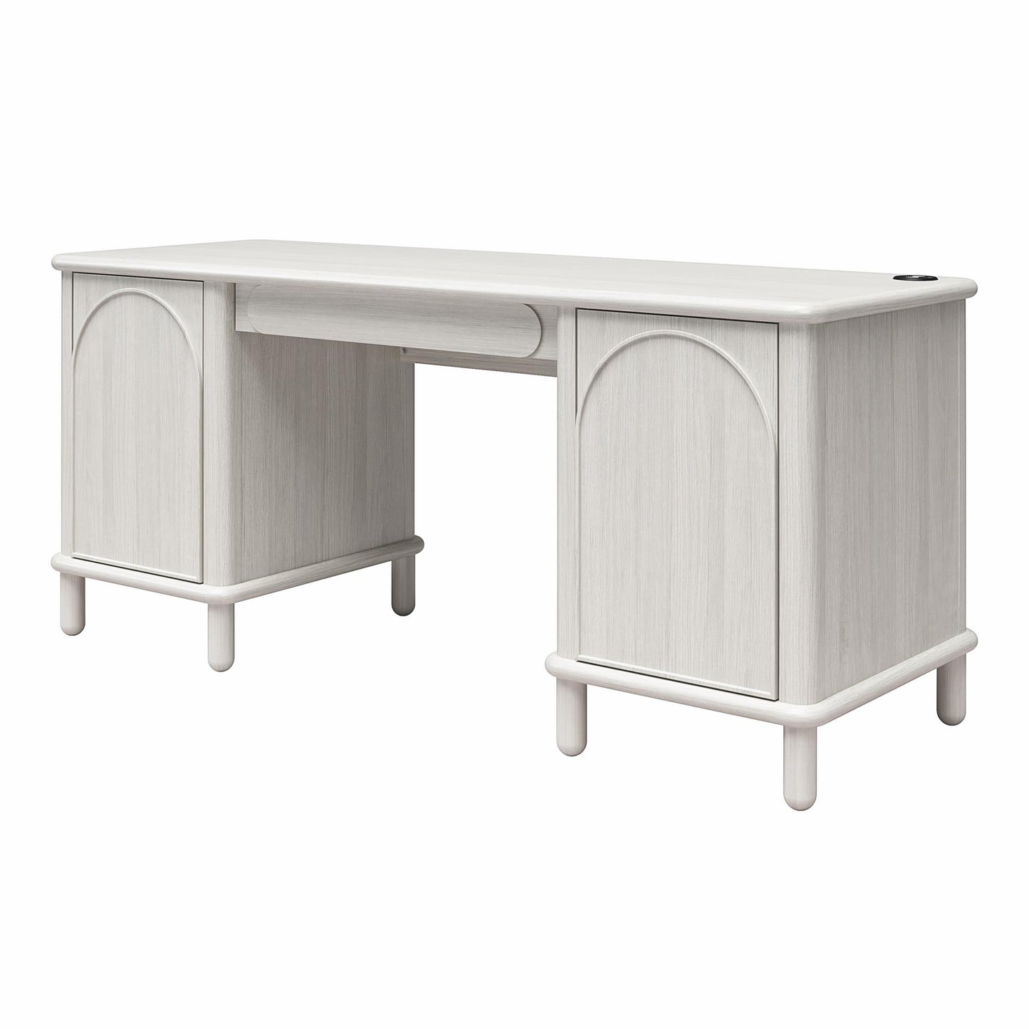 Selena Double Pedestal Desk - Rustic White Solid Wood