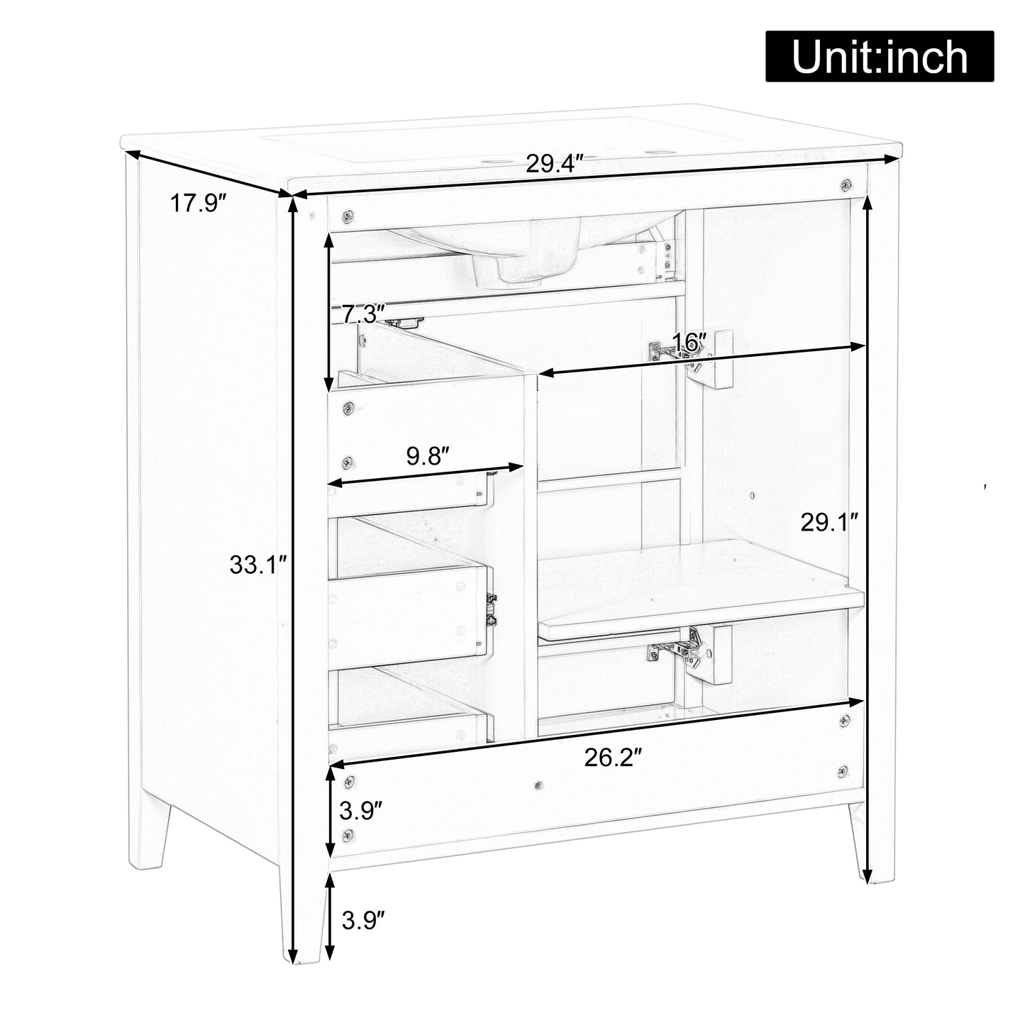 30-Inch Light Green Bathroom Vanity with Sink and Storage