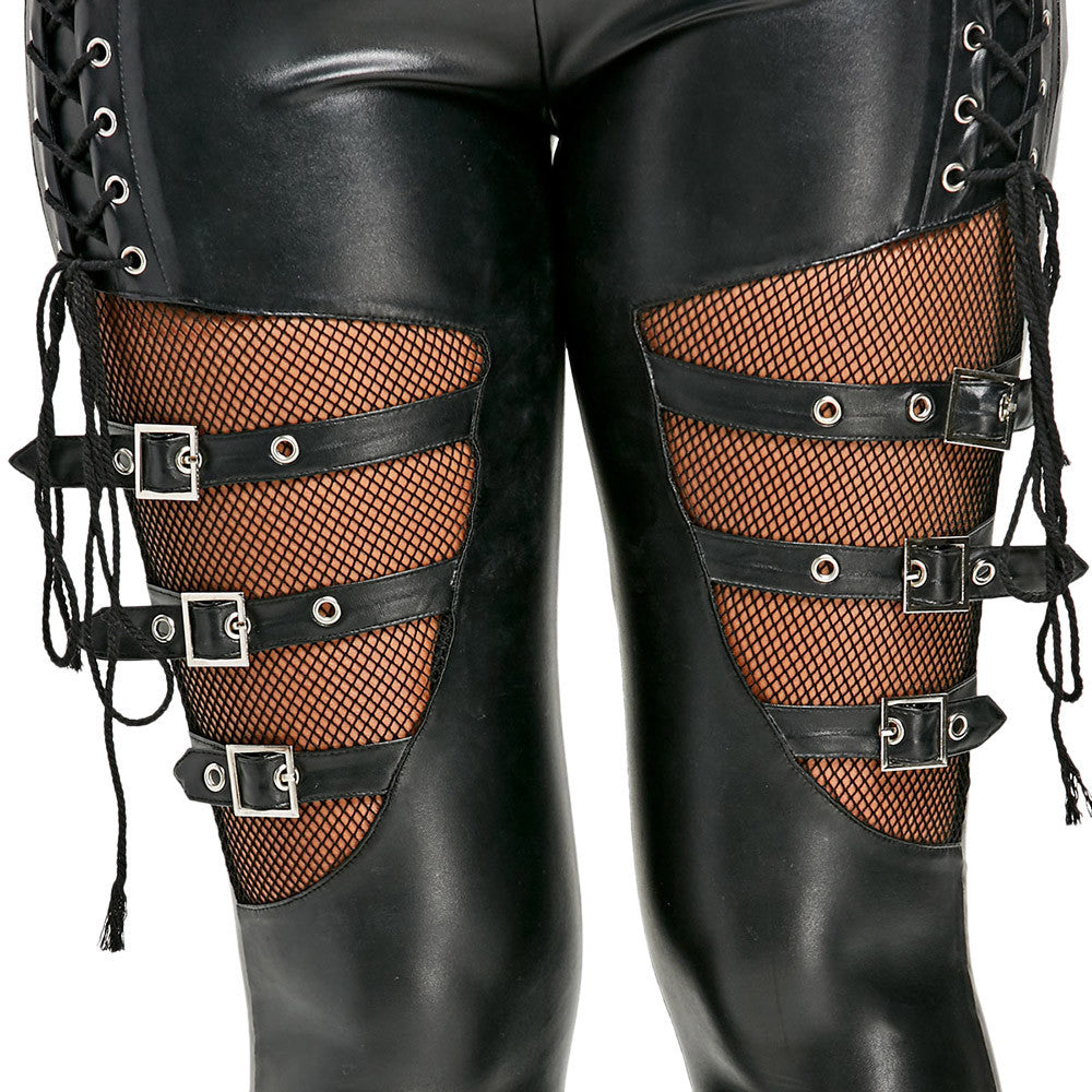 Leather Leggings for Women Slim Fit High Waist Pants Black