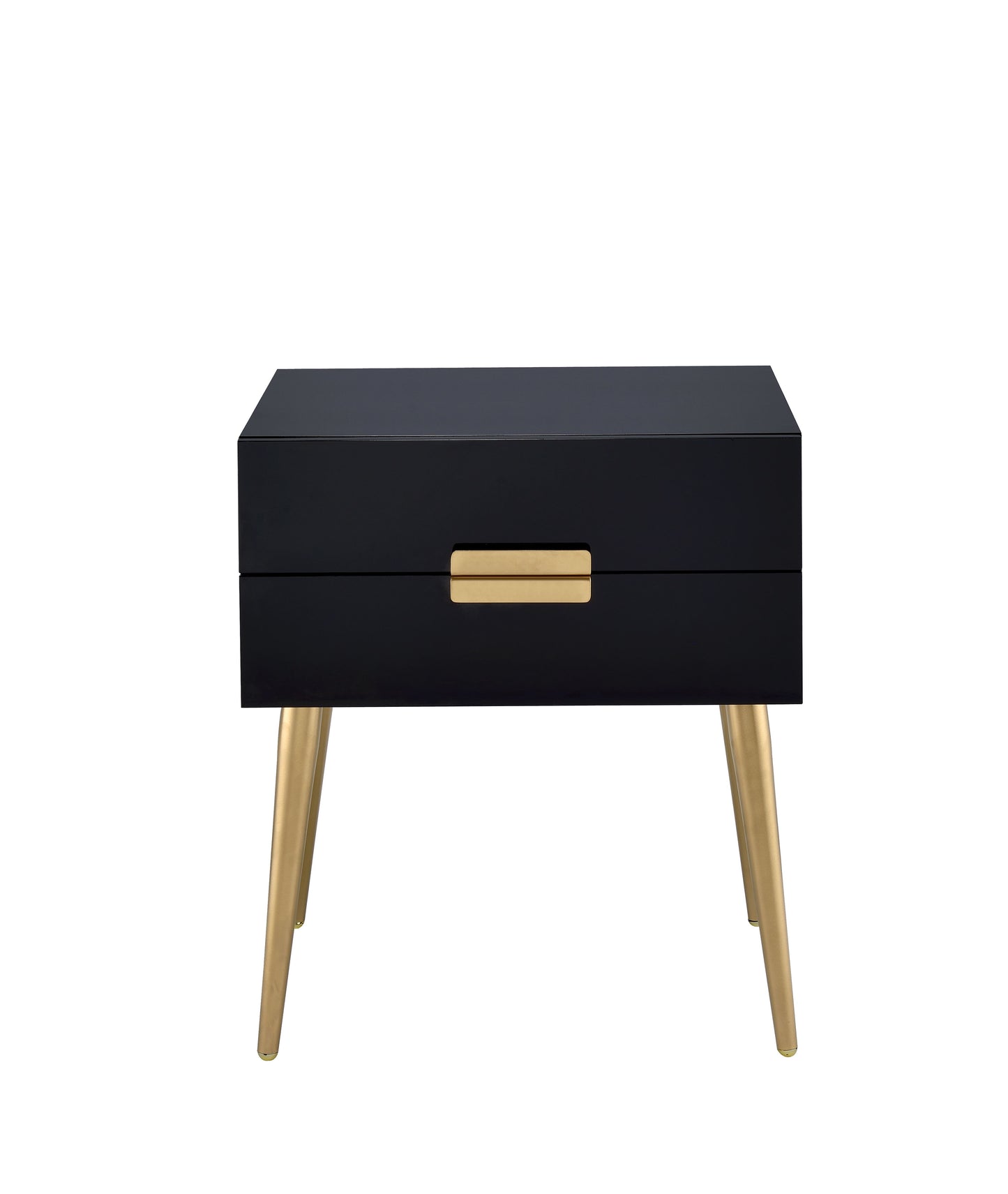 Denvor Black & Gold Finish End Table with 2 Drawers