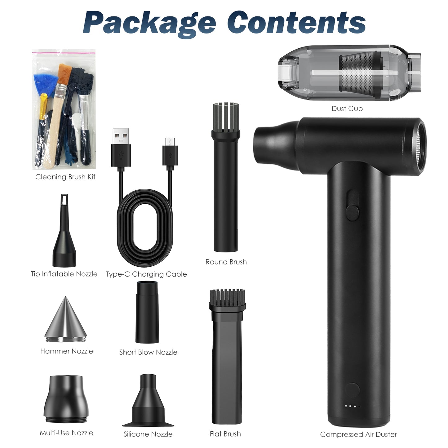 Cordless Air Duster Vacuum Blower with Brushless Motor 250000RPM Portable