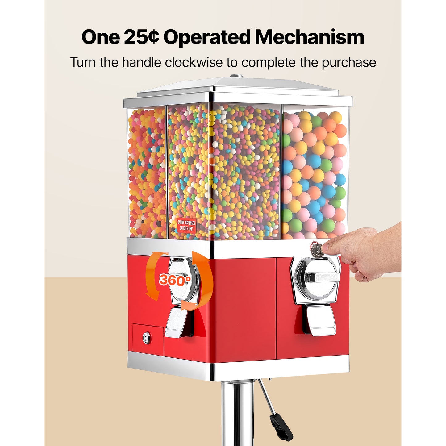 Vintage Candy Vending Machine with Stand - 4 Compartments, Adjustable Height