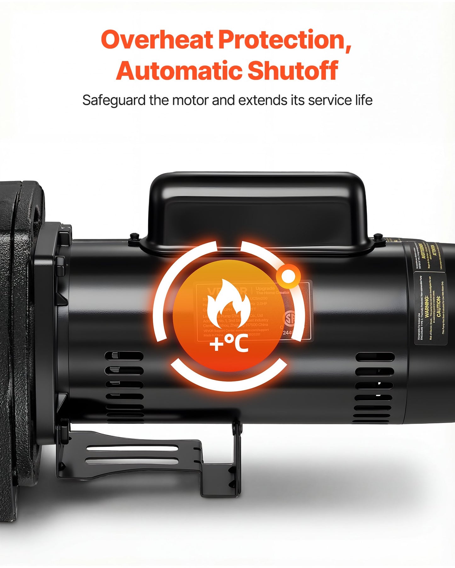 2 HP Shallow Well Jet Pump 5200 GPH Cast Iron Water Pump for Irrigation
