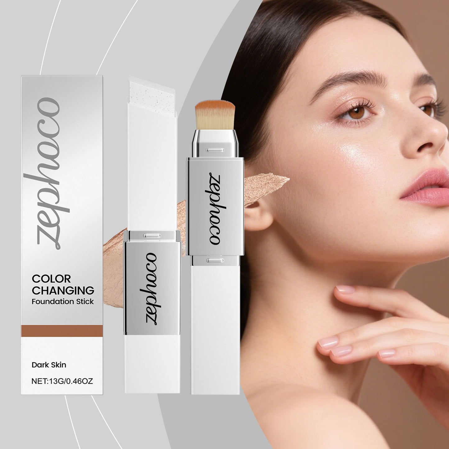 Color-Changing Foundation Stick for Deep Skin Tones - 13g Face Makeup