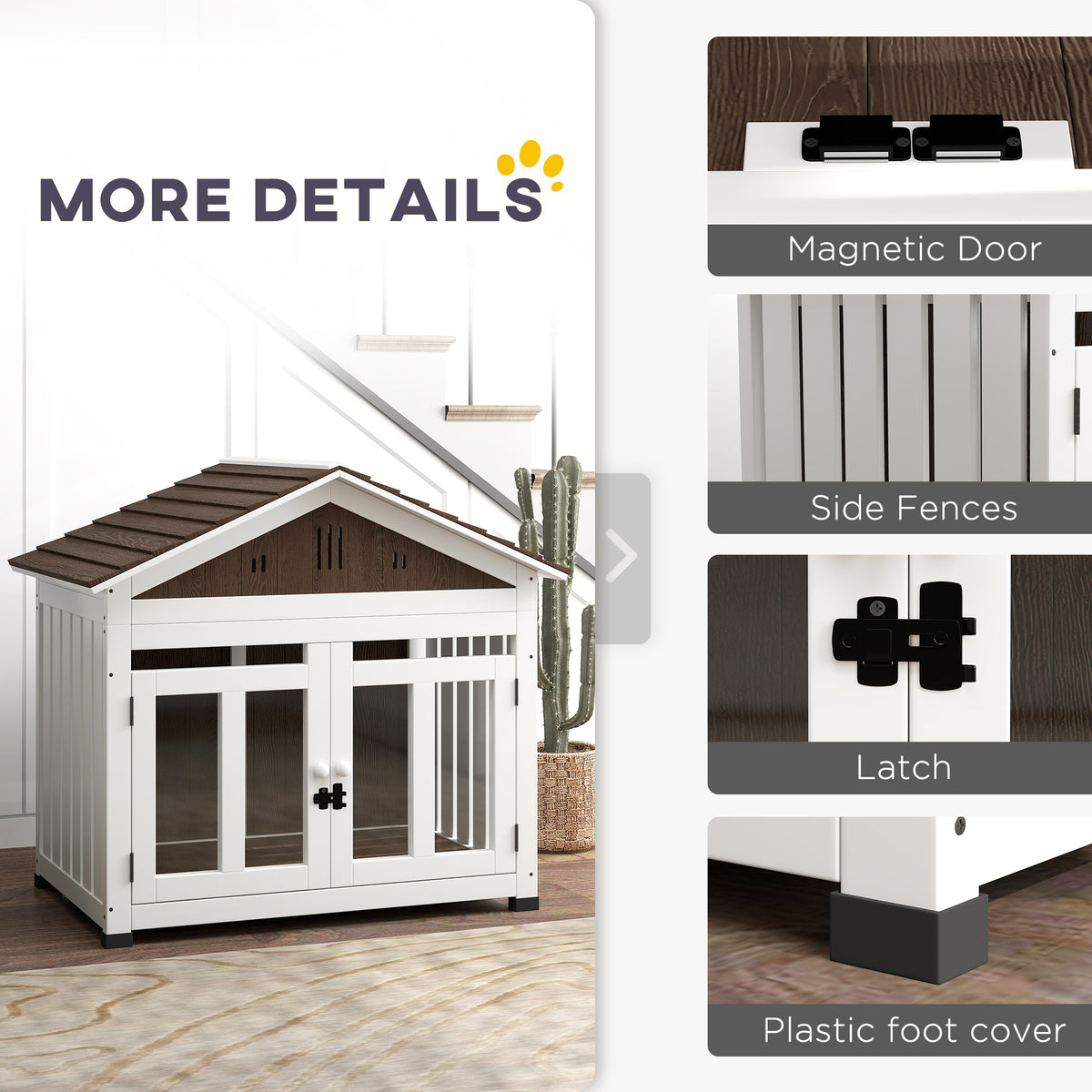 Wooden Dog House Outdoor Indoor for Small to Large Dogs with Air Vents & Removable Floor