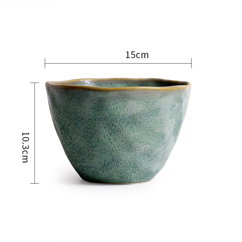 Vintage Hammered Ceramic Salad Bowl - 15cm Diameter, 900ml Capacity