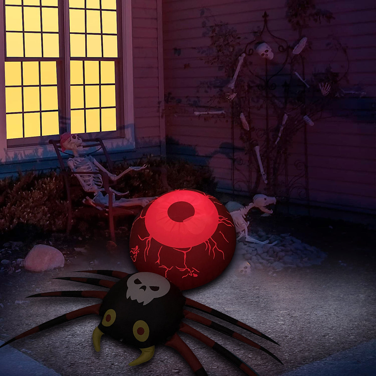 Inflatable Halloween Luminescent Spider Decoration Prop - 110x105cm, Black