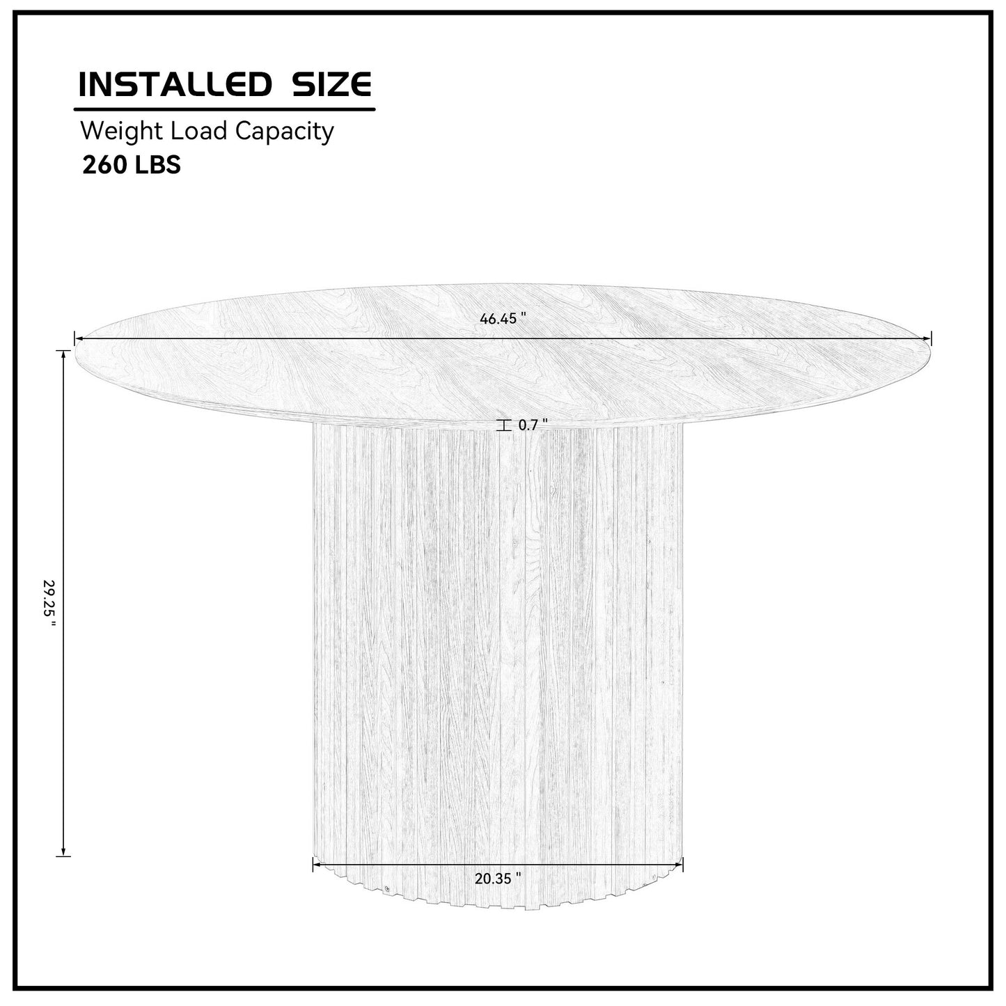 Mid-Century Modern Round Dining Table - 46.45 Inch Black MDF