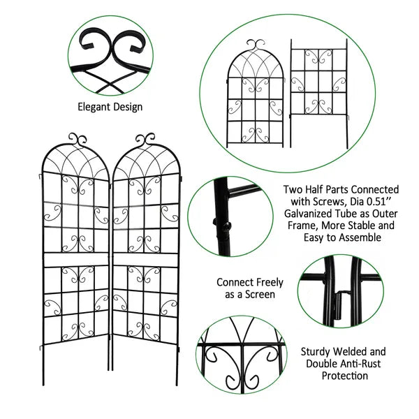 Metal Garden Trellis - 71" x 19.7" Rustproof Support for Climbing Plants