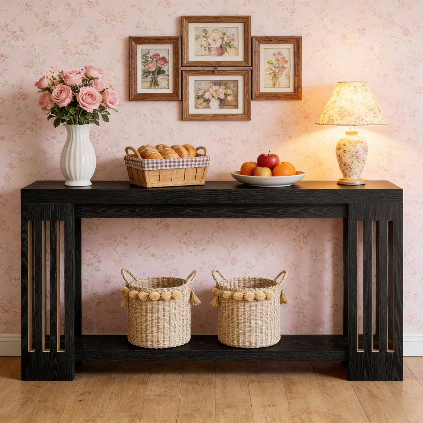 Console Table - 2-Tier Sofa Table with Farmhouse Design