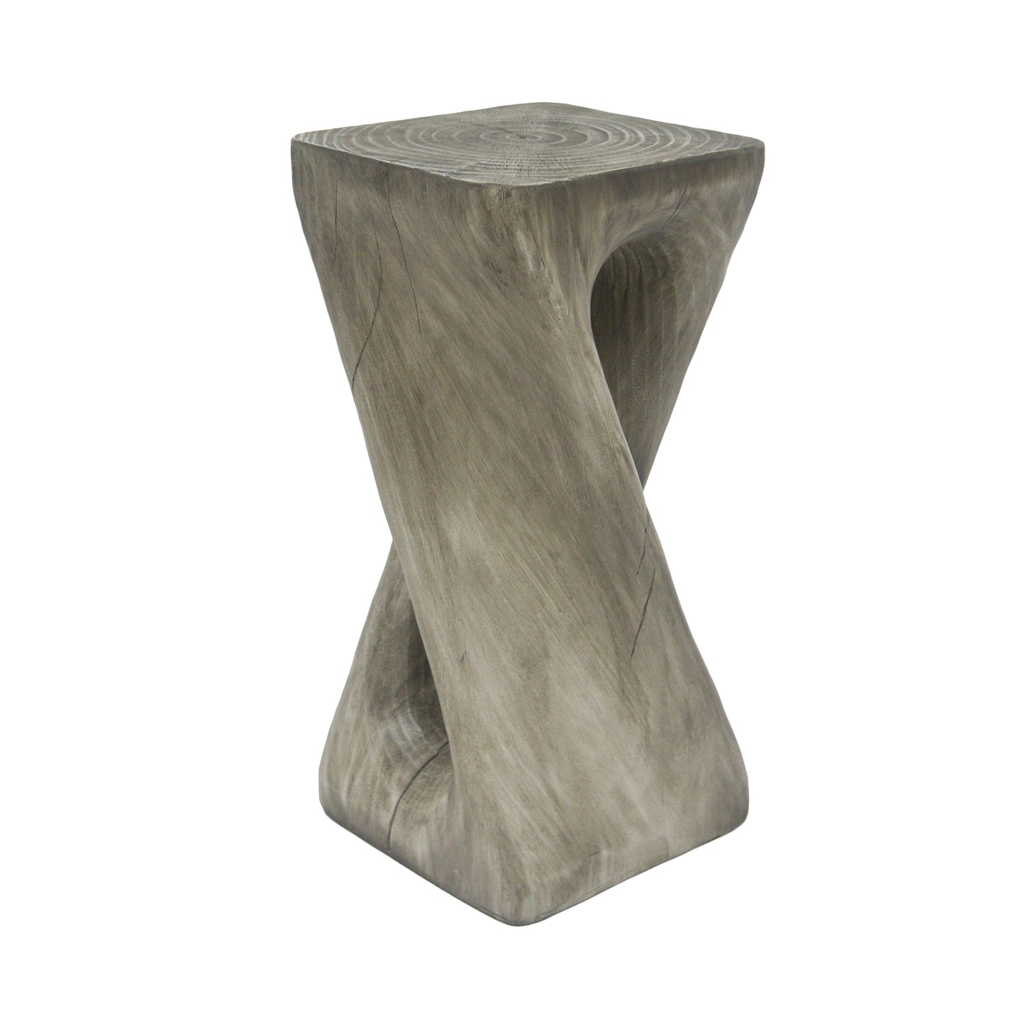 Outdoor Twist Shape Side Table - Lightweight Concrete in Grey