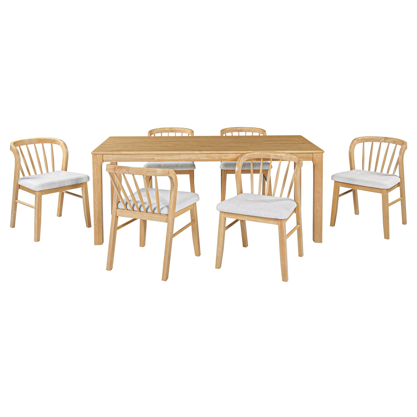 Mid-Century Modern Dining Chairs Set of 2 - Natural Beige