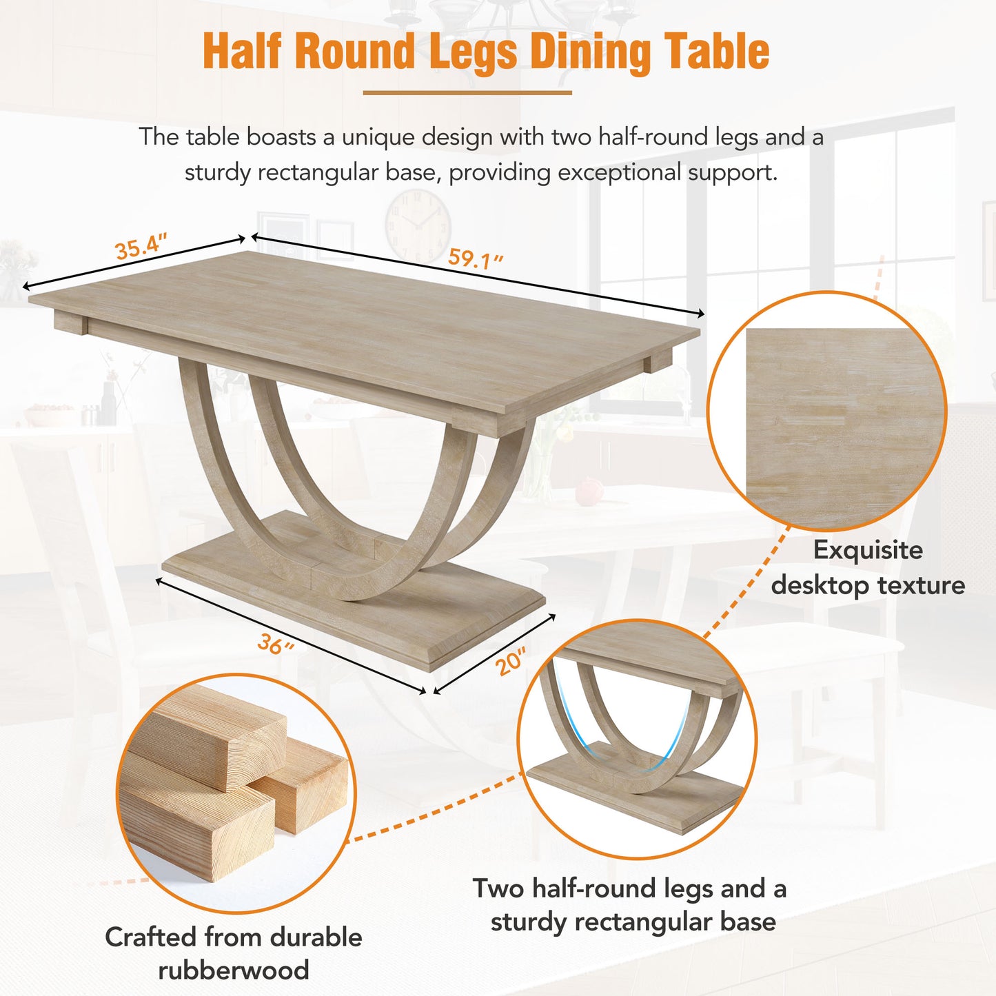 6-Piece Modern Wood Dining Table Set with Bench & Chairs - Seadrift