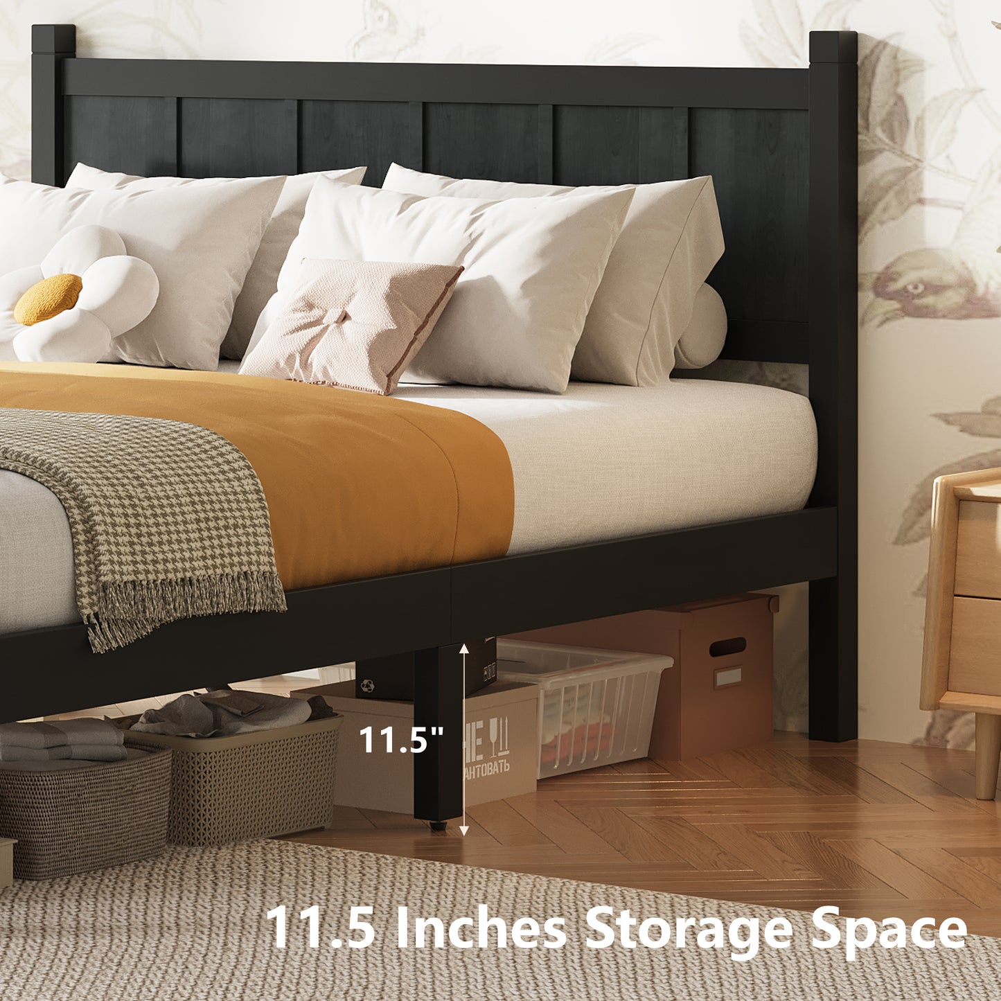 Full Size Flat Panel Bed With Headboard & Footboard, Minimalist