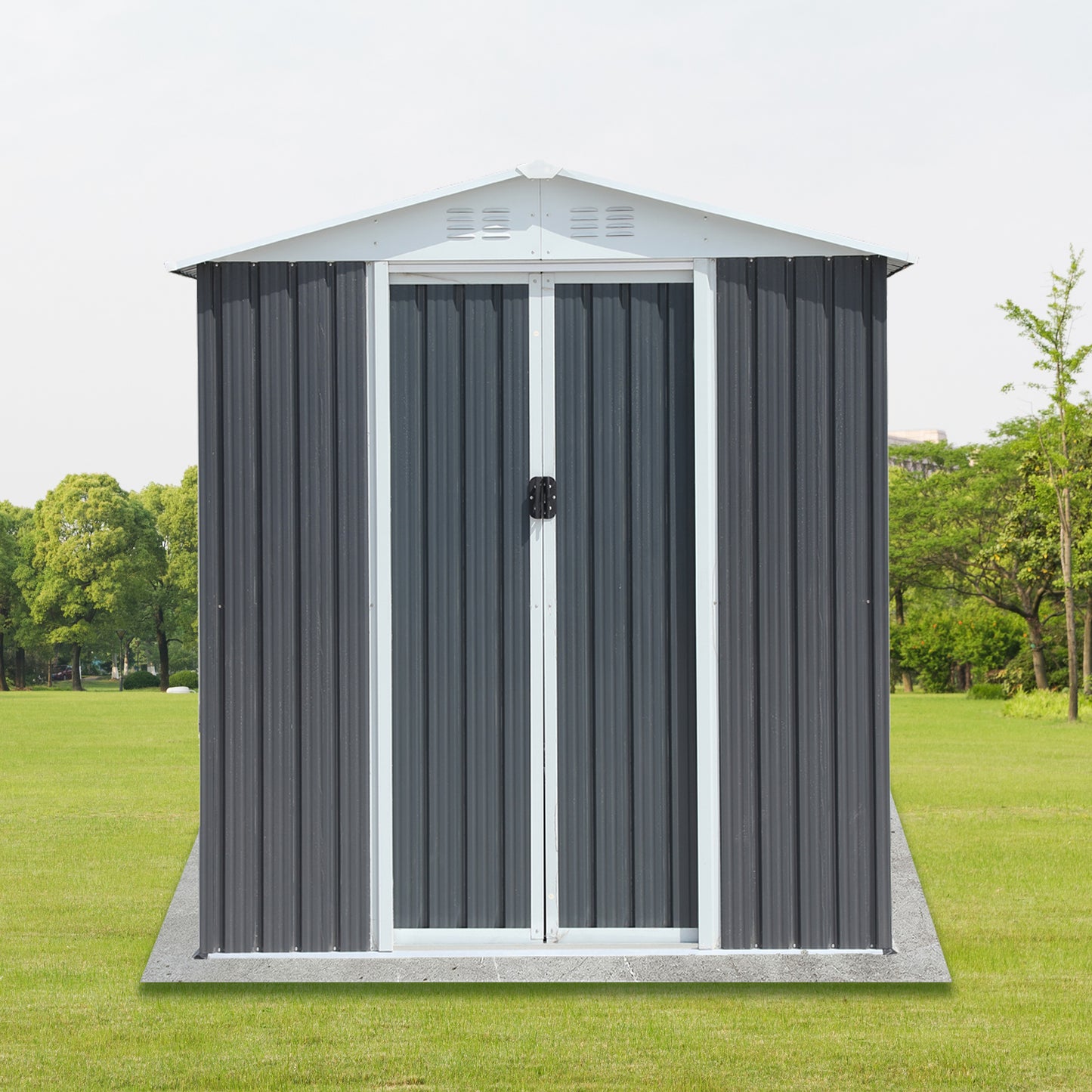 Outdoor Storage Shed 6FT x 4FT Apex Roof - Grey