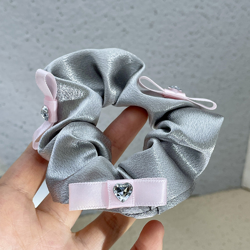 Large Intestine Hair Ring with Satin Bow - Elastic Hair Accessory for Women