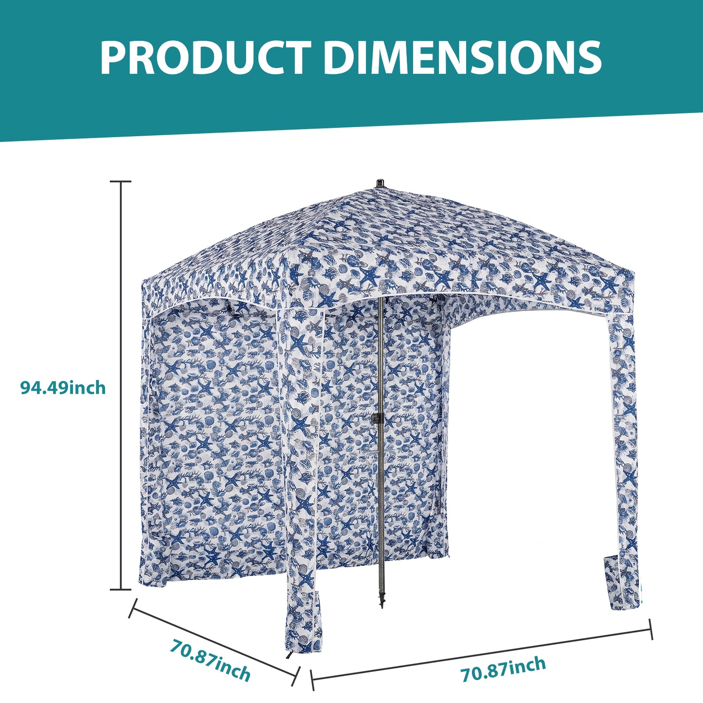 Portable Beach Sunshade Tent with Detachable Side Walls - 6ft