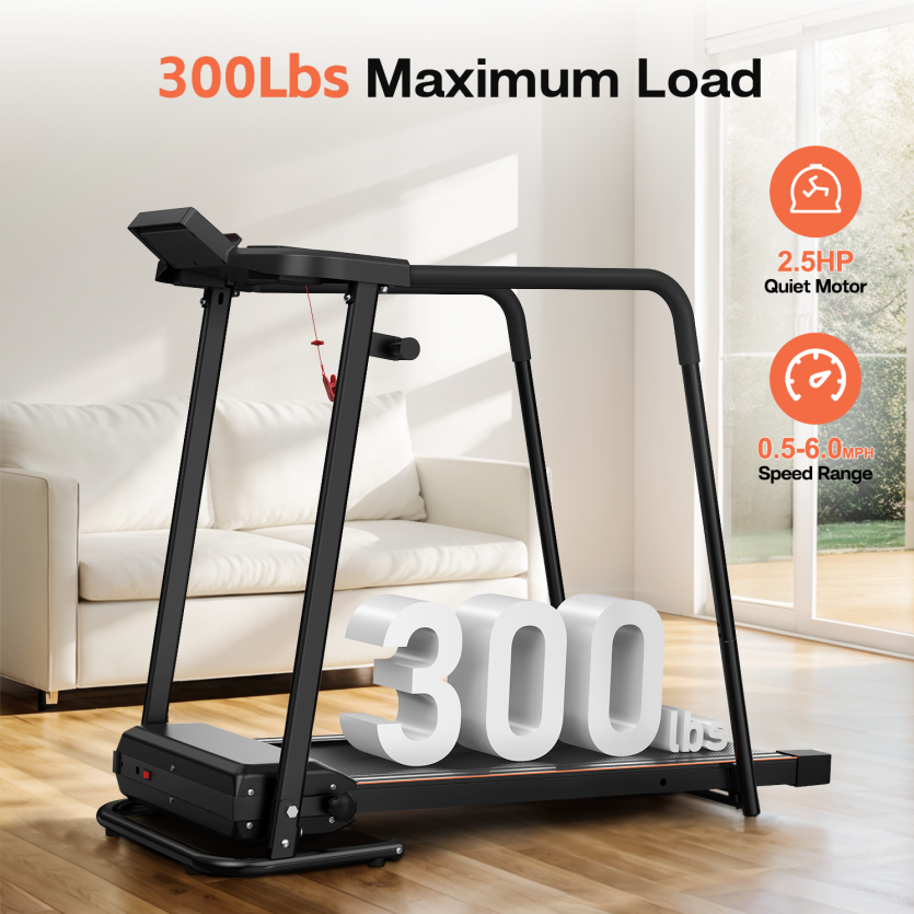 Foldable Treadmill with LED Display - Black