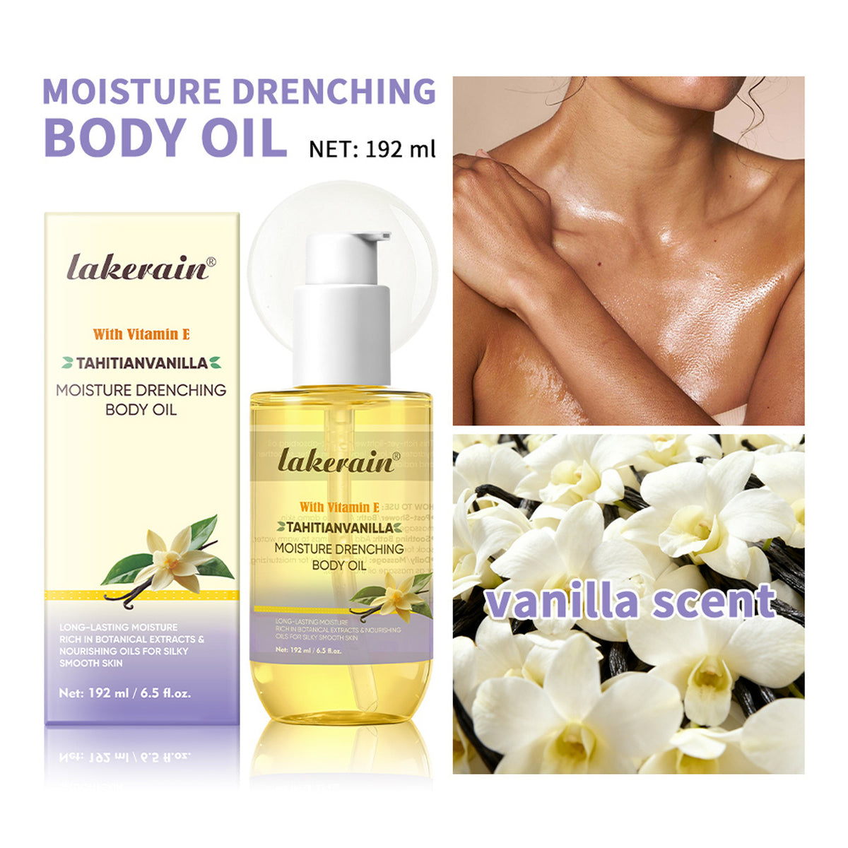 Vanilla Body Oil Moisturizer Nourishing Skin Oil 192ml