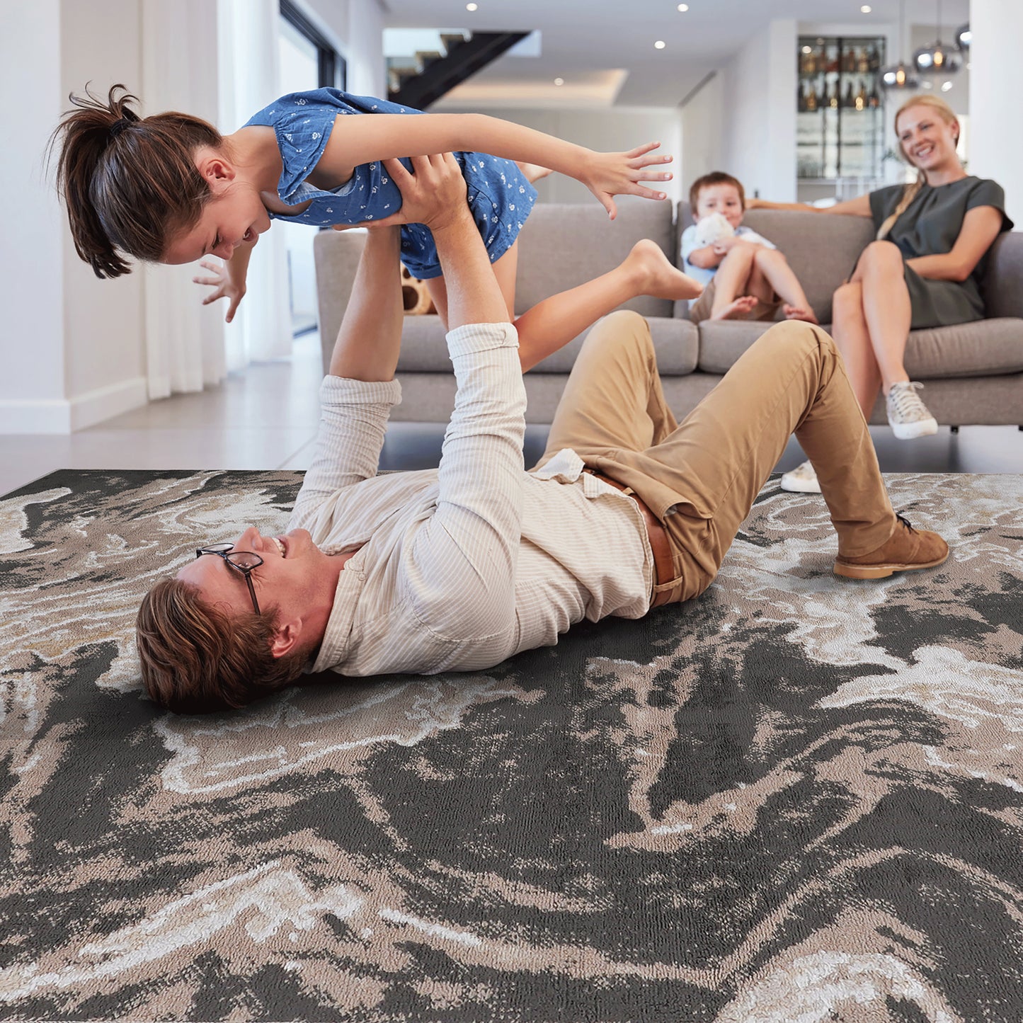 PAYAS 6X9 L.Brown Abstract Area Rug