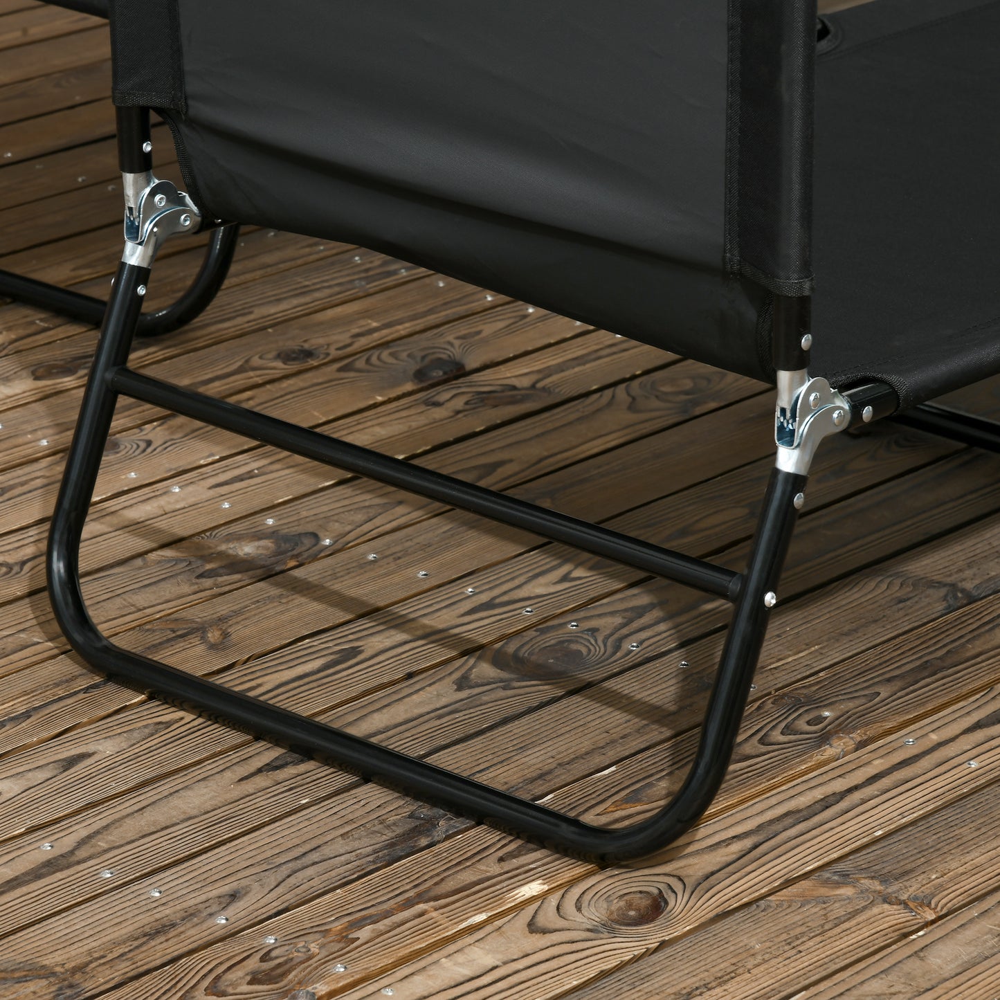 2 Piece Folding Chaise Lounge Pool Chairs - Black