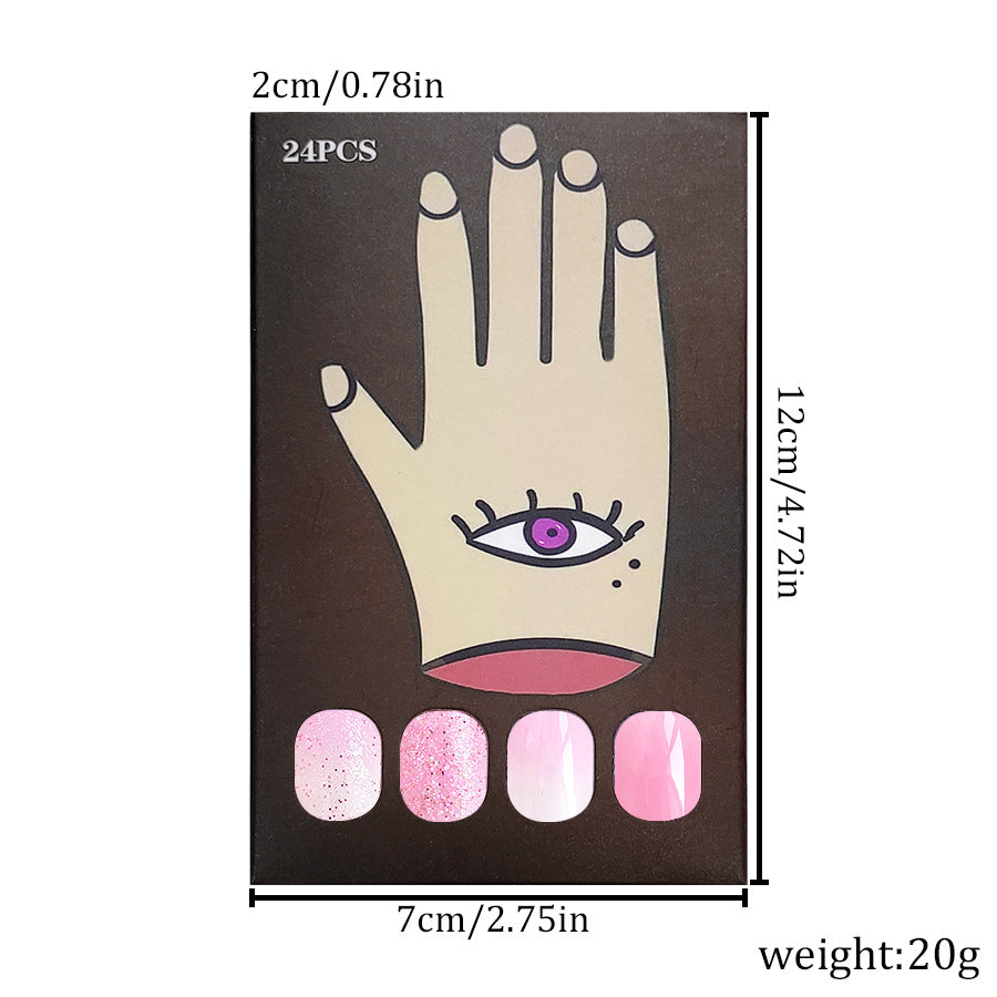 Glossy Glitter Nail Stickers Short Trapezoid Gradient Color for Nail Art